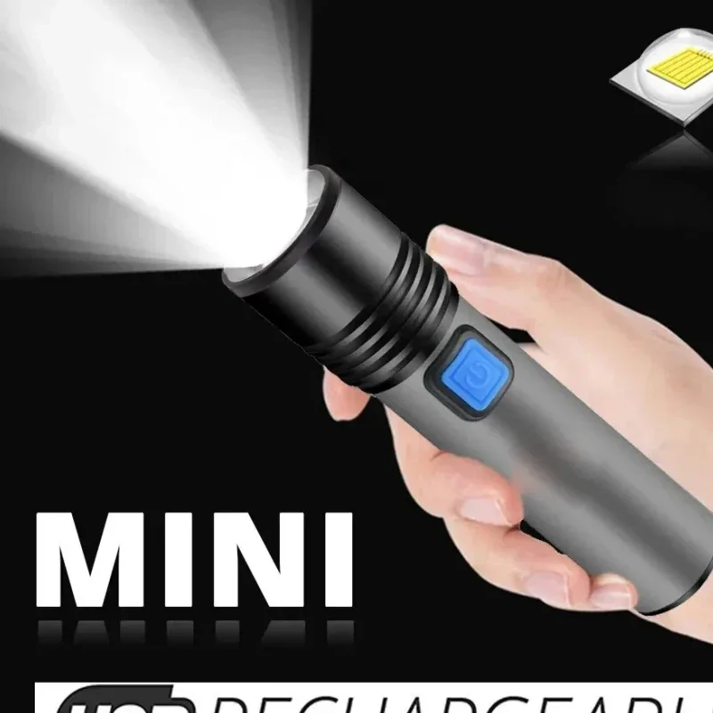 USB Rechargeable LED Flashlight With LED Built in 1200mAh Lithium Battery Waterproof Camping Light Zoomable Torch