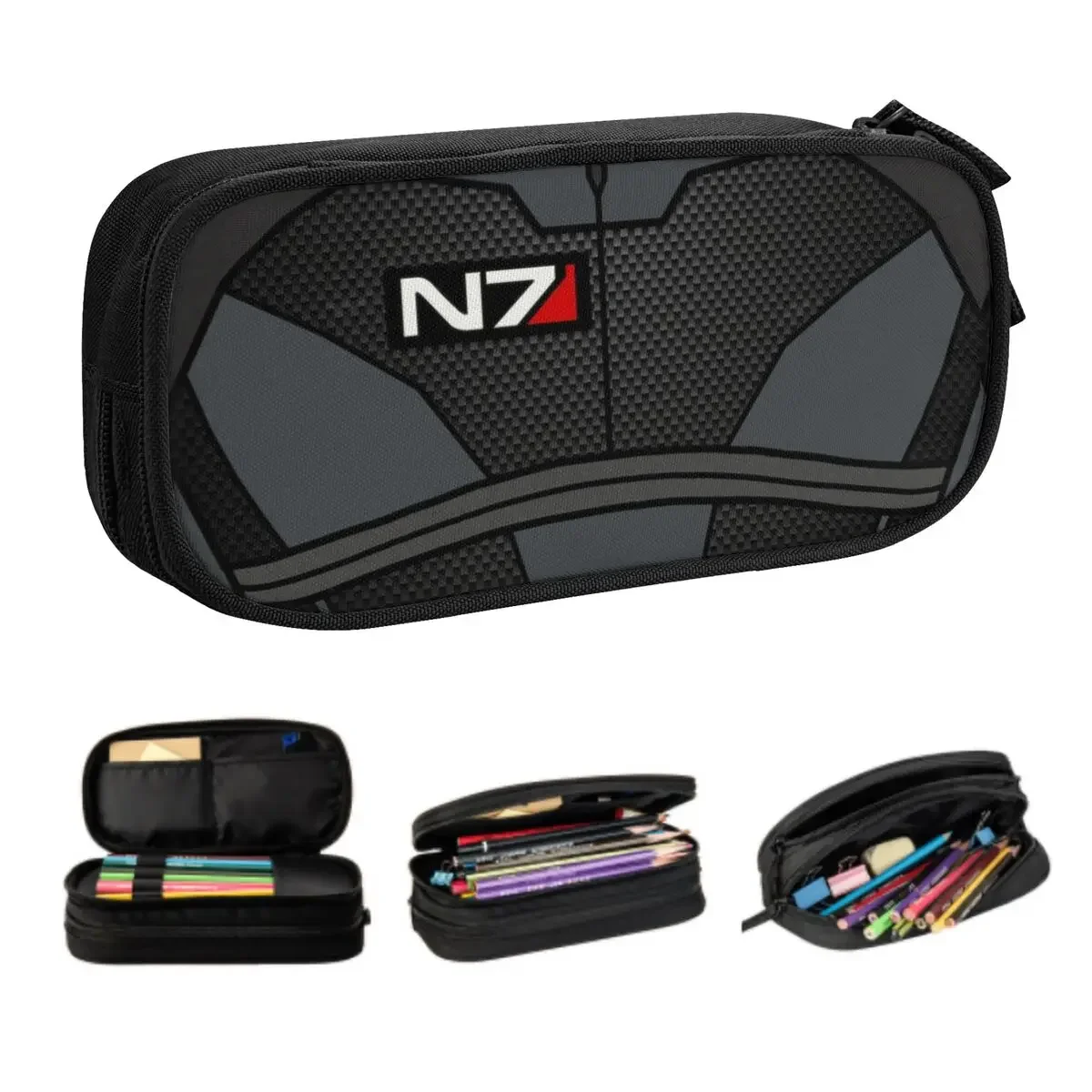Custom Kawaii Mass Effect N7 Armor Pencil Case for Boys Gilrs Alliance Military Video Game Large Capacity Pen Box Bag Stationery