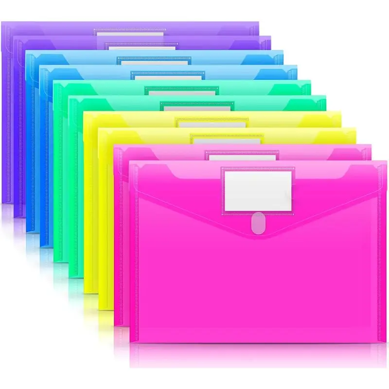 A4 Transparent Plastic Folder with Label Pocket for Document Storage School Office Teacher's Document Organization Bag