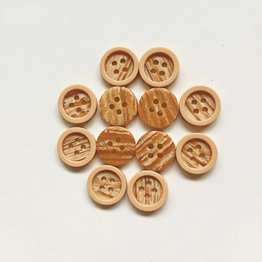 50PCs Resin Sewing Buttons Scrapbooking Round Faux-Wooden Four Holes 12mm Dia. Botones  diy  vintage buttons  sewing supplies