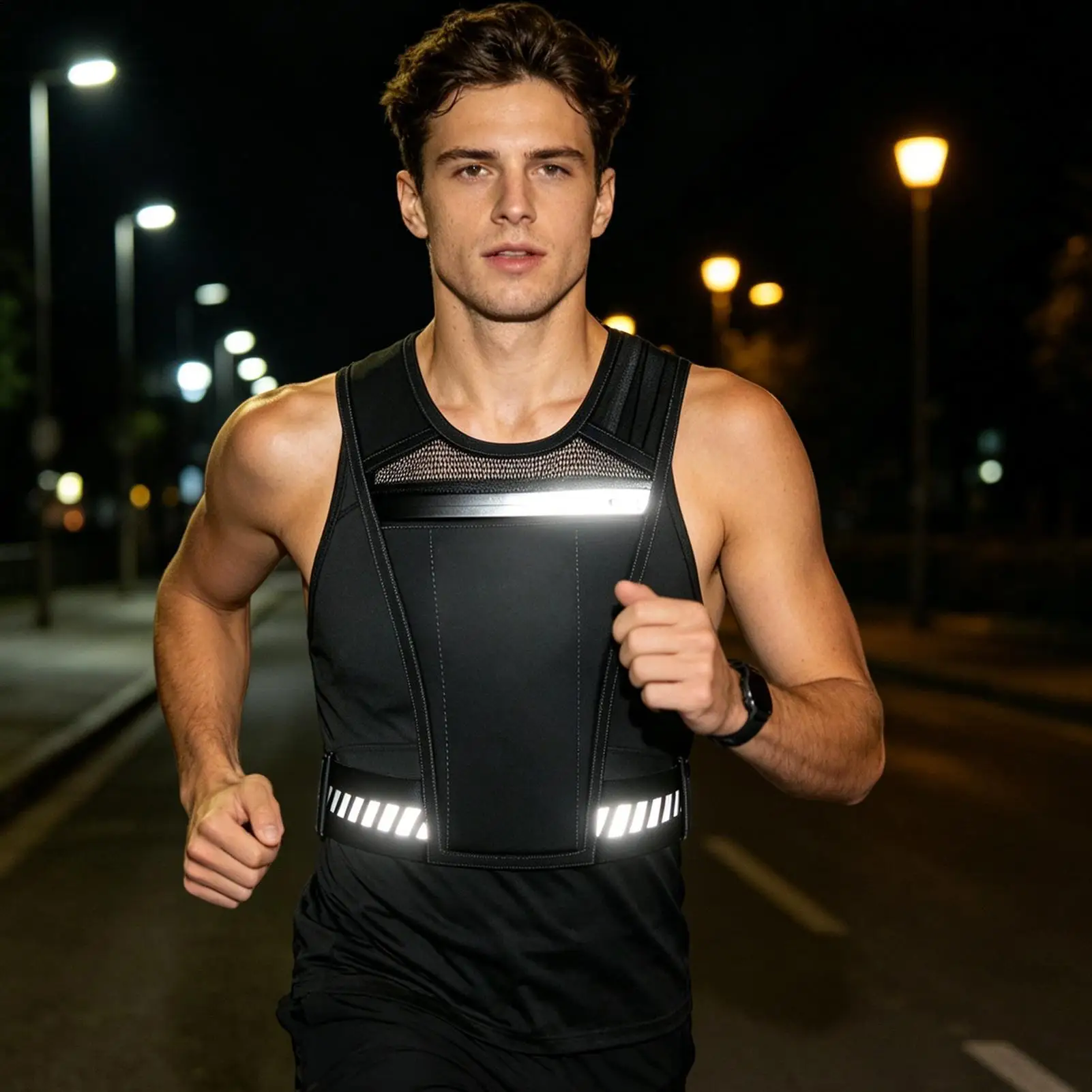 Running Water Vest Reflective Hiking Chest Pack Hiking Water Bottle Backpack For Women Men Runners Hikers Campers Fishermen