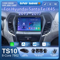 Car Radio Android 16 Carplay For Hyundai Santa Fe IX45 2013 - 2017 Navigation GPS Android Auto Screen Stereo No 2din DVD 5G Wifi