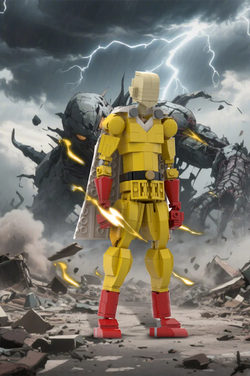 

Gobricks MOC One Punchs Man Animation Building Blocks Model Saitamaed Action Characters Bricks Assembly Toys Kids DIY Gifts