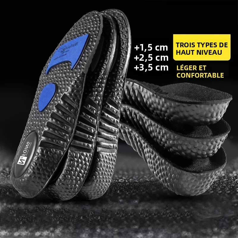 1 paire de semelles intérieures respirantes en mousse à mémoire de forme PU, rehausseurs de talon orthopédiques pour chaussures de sport et de course, soin des pieds