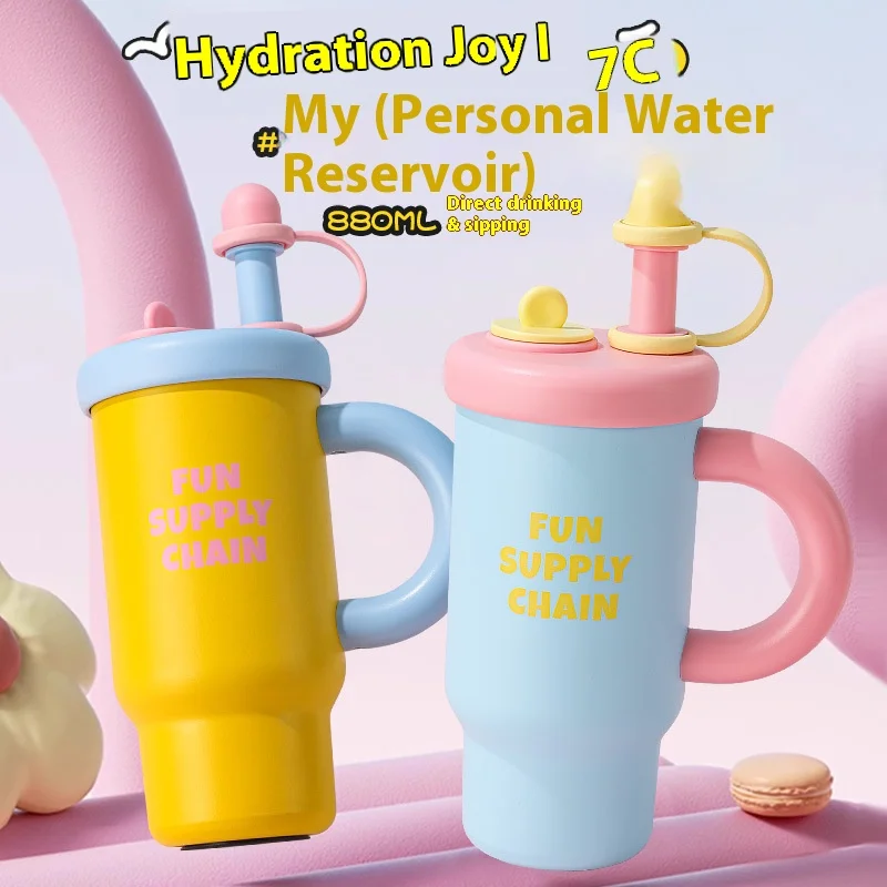 Best-selling Macaron Color Cold and Heat Preservation Ice Cup Stainless Steel Insulated Cup Portable Car Dual-drinking Water Cup