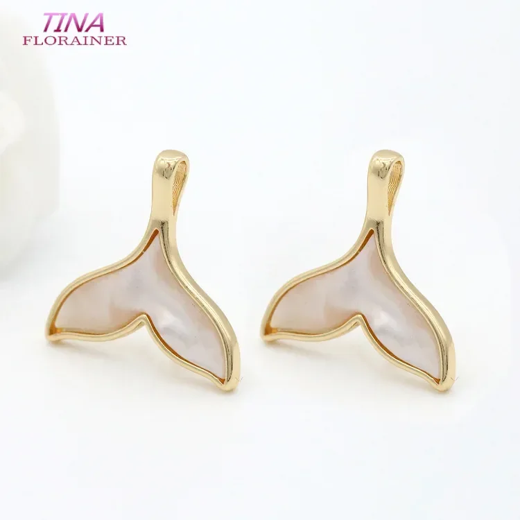 18x18MM Whale Tail Pendant Charms For Jewelry Making DIY 14K Gold Color Plated Bracelets Necklace Earrings Findings Components