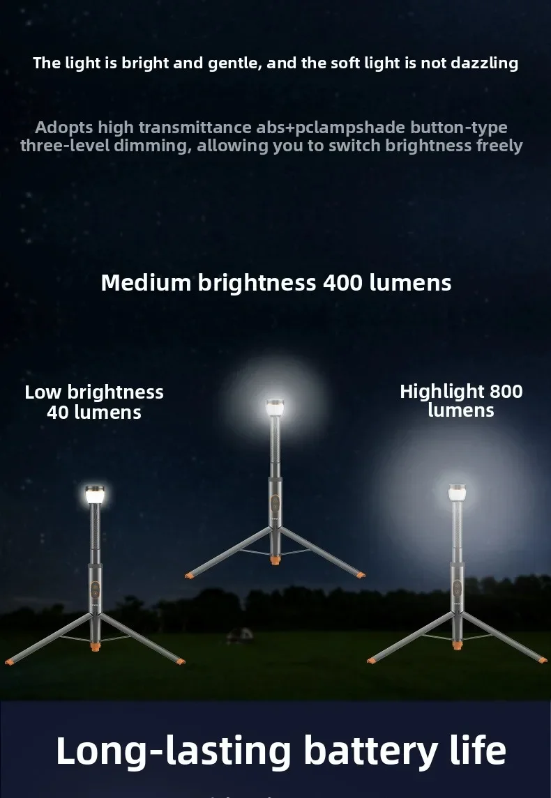 التخييم في الهواء الطلق ضوء تلسكوبي خيمة التخييم متعددة الوظائف ضوء الليل شحن عمر البطارية الطويل السوبر مشرق #6