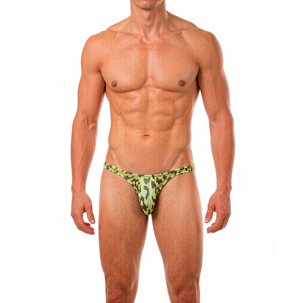 Sexy Man Underwear Mesh See Through Thong Comfortable Ultra Thin Leopard Print Underpants T-back Male Breathable G String