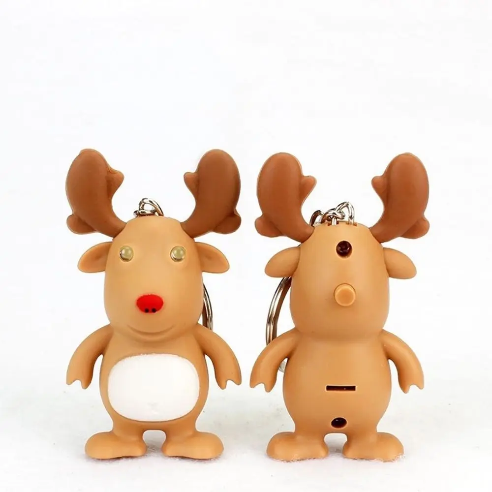 Children's Gifts Mini Flashlight Vocal Deer Shape Key Chain Key Ring Luminous LED Lights