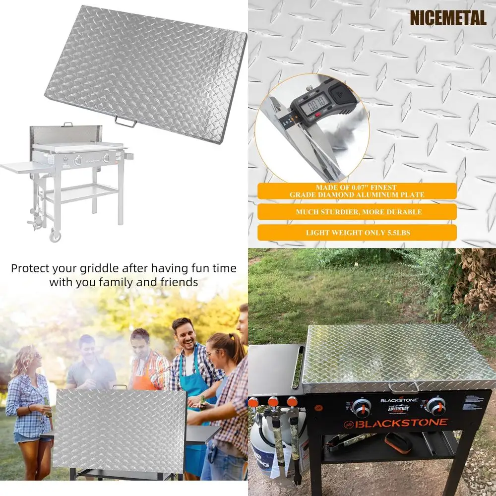 

Aluminum Diamond Plate 28 Griddle Hard Cover for Blackstone Flat Top Grill Accessories