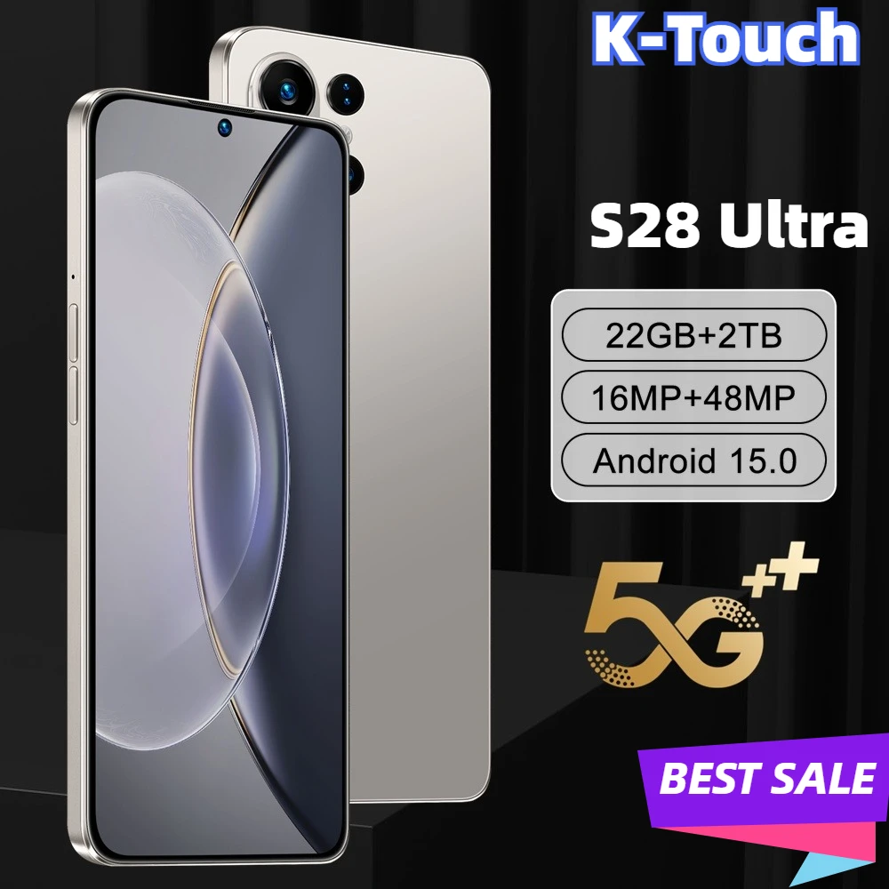 K-Touch New S28 Ultra Mobile Phones Android 5G 7.3HD 22G+2TB Smartphone Dual Sim 7800mAh Unlocked Cell Phone 16+48MP Global Version Teléfonos