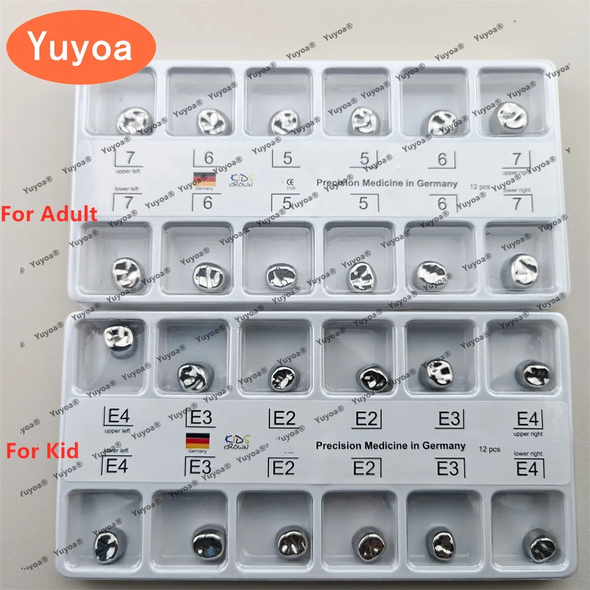 2 x 12Pcs/Box Dental Preformed Metal Crown For Adult Kids Primary Molar Teeth Dentist Materials Stainless Steel Temporary Crowns