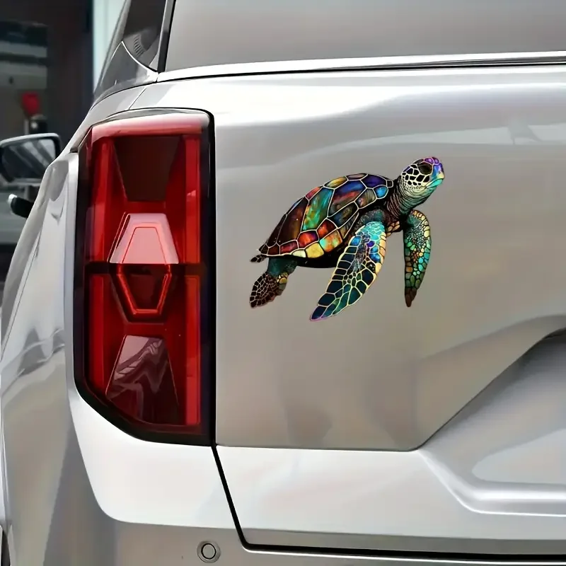 3D Colorful Sea Turtle Car Decal Vinyl Sticker - PVC Multifunctional Adhesive Graphics for Vehicles, Laptops, Valentine's, Walls