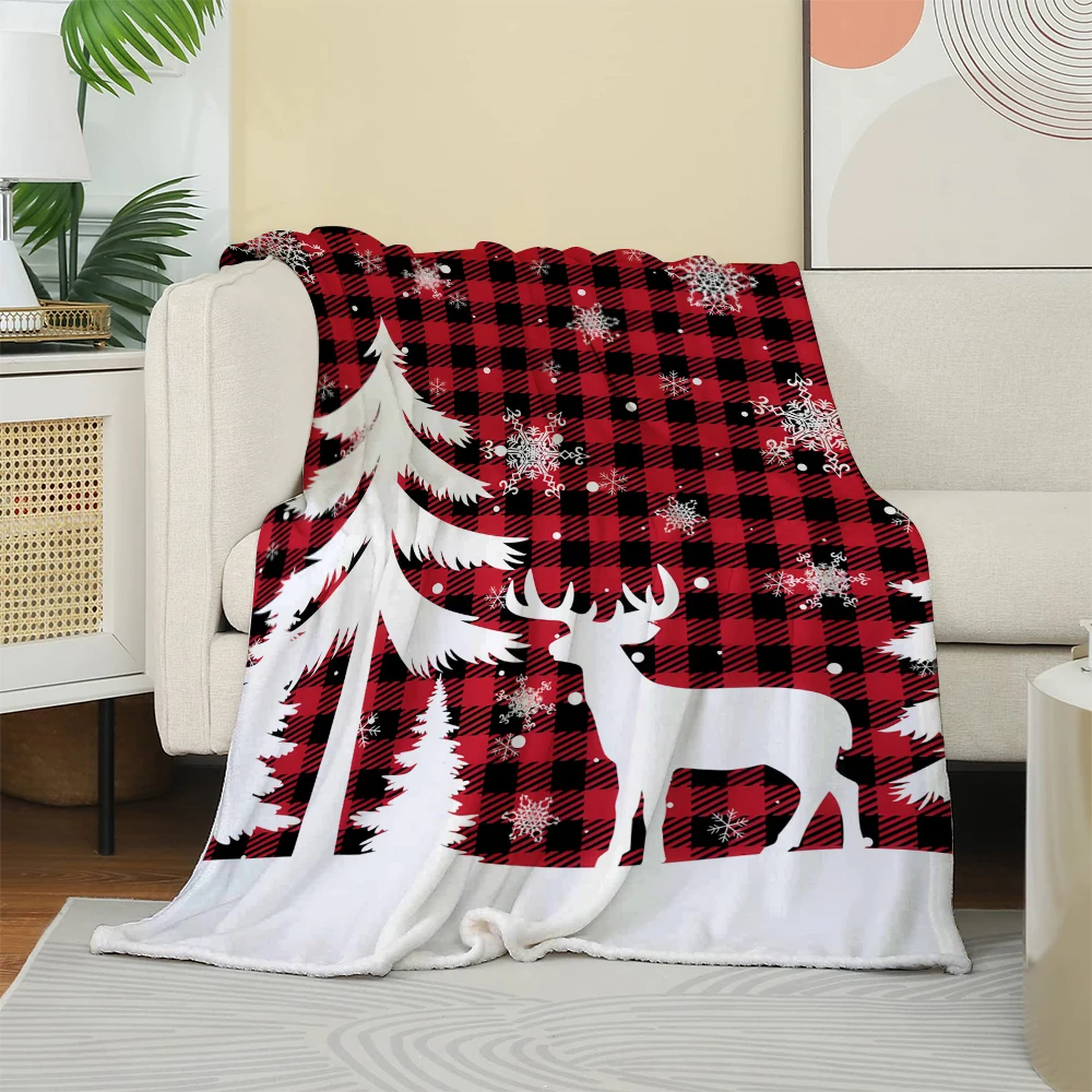1PC Werfen Weihnachten Rot Plaid Rentier Flanell Decke Weihnachten Urlaub Werfen Weiche Warme Festival Decor Glück Decken Perfekte Geschenke