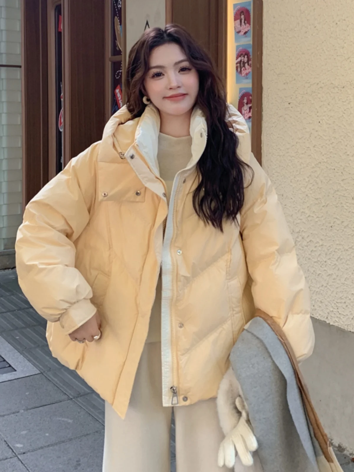 블라 오르트 다운 자켓 여성용 겨울 코트 면 의류 2025년 신상품 슬림핏 아우터웨어 스트레이트 컷 롱 슬리브