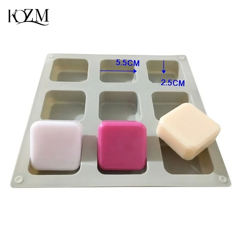 9 Cavity Soap Molds Silicone Mold For Making Handmade Soap Lotion Bar Square Rectangle Reusable Silicone Soap Making Molds