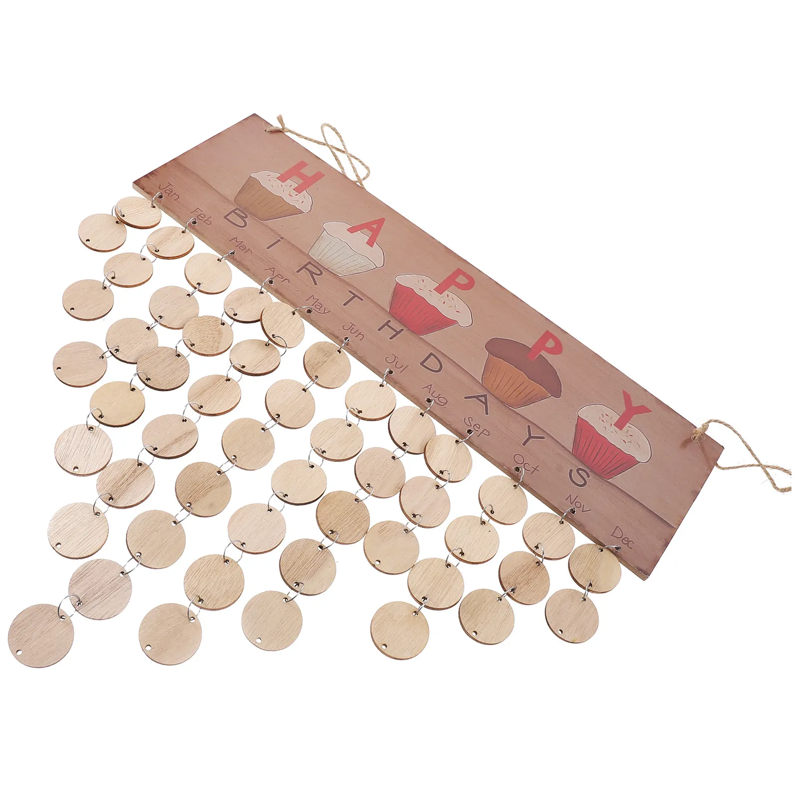 

Деревянная подвесная табличка-календарь с цветными буквами «С Днем Рождения», 1 доска, веревка, 50 деревянных дисков, напоминание о дне рождения, DIY, для дома и праздников