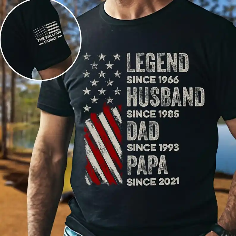 

Legend Husband Dad And Grandpa Custom Family Name Personalized Shirt Custom Father's Day Shirt With Nick Name And Year Tee