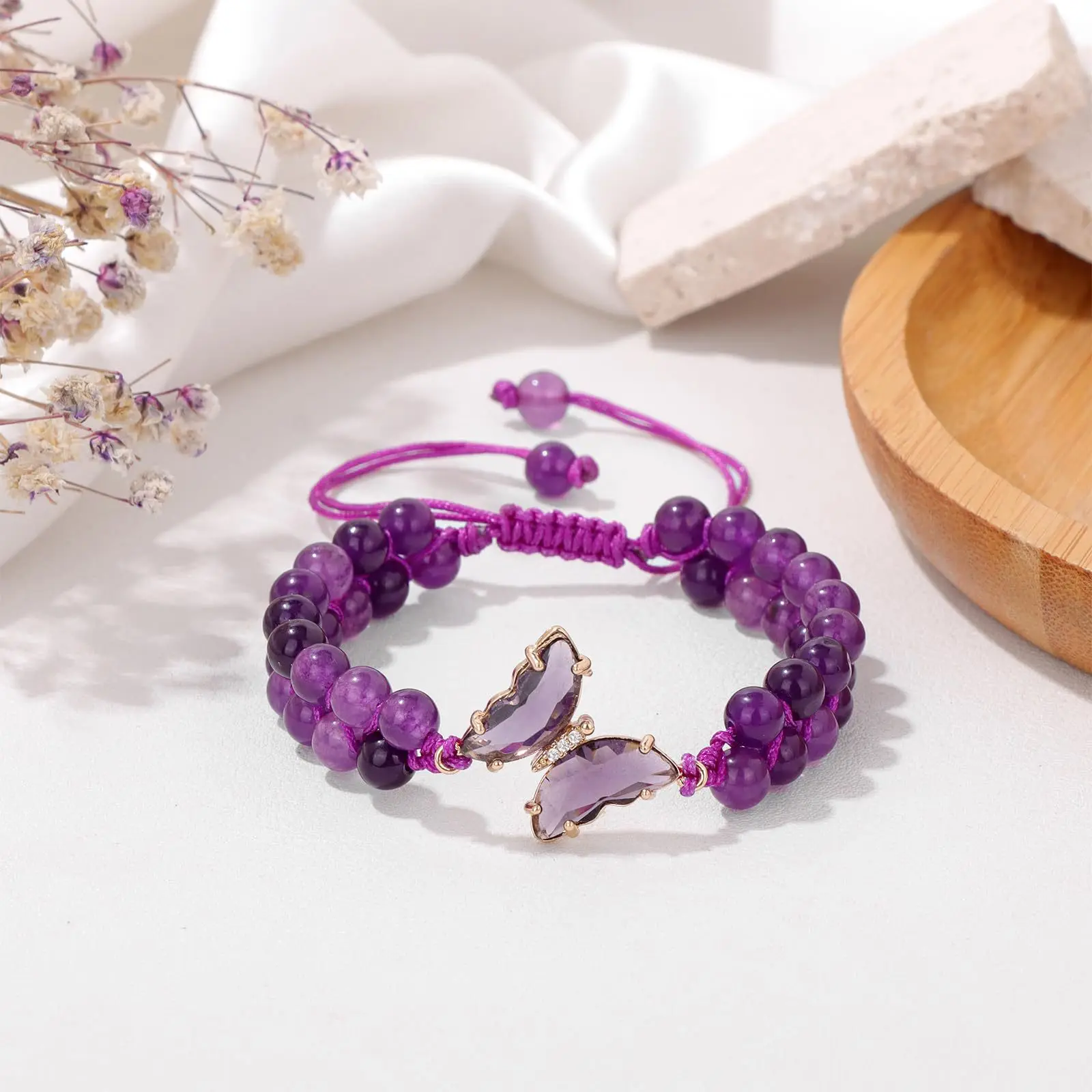 May Lupus Awareness Jewelry Cute Butterfly Charm Bracelets for Women - Purple Lupus Awareness Butterfly Charm Bracelets SET