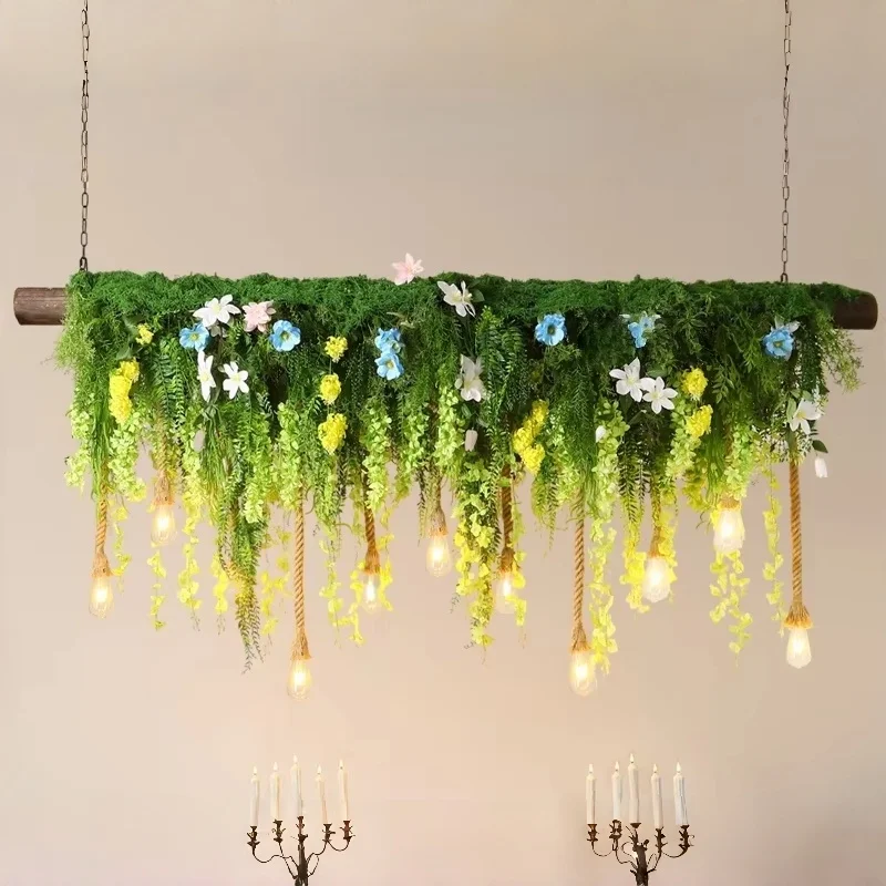 Bar Counter Creative Pendant Light Pastoral Style Restaurant Dining Table Bedroom Home Decoration Courtyard Green Plant Light