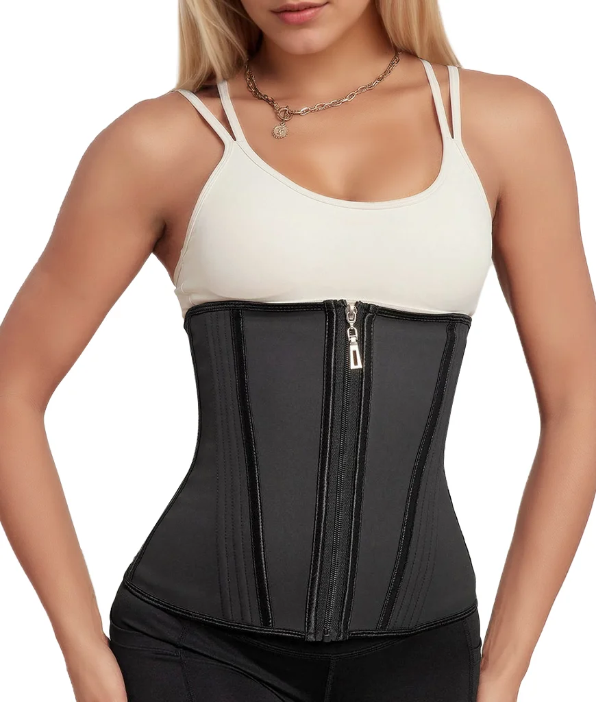 

Waist Trainer for Women Latex Sport Underbust Steel Boned Corset Shapewear with Zipper Hook Shapewear Double Control Body