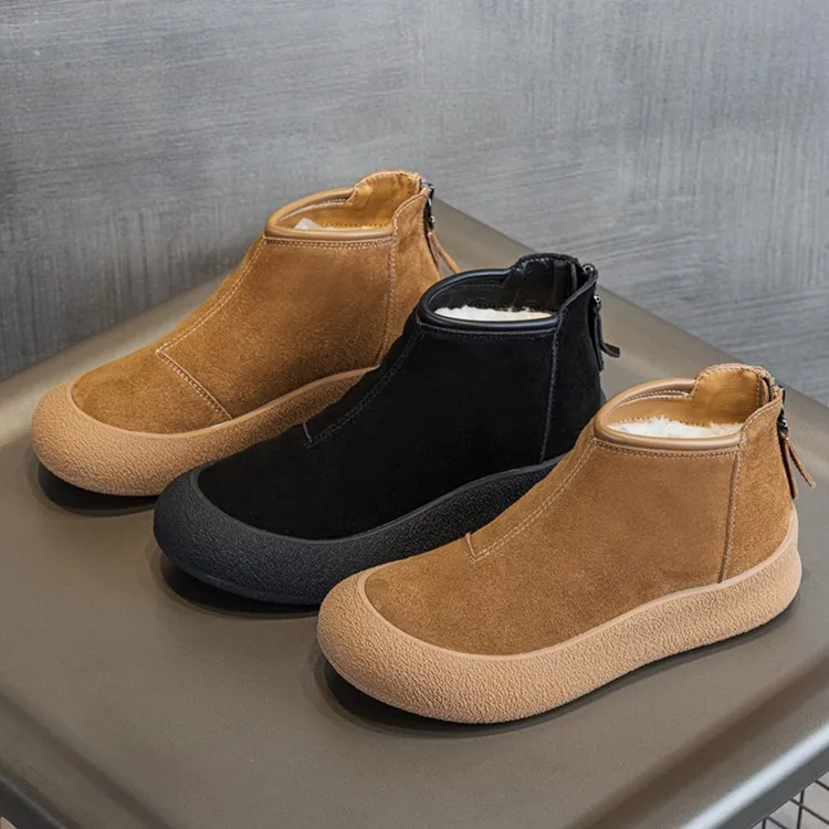 AIYUQI Schneestiefel für Damen in Übergrößen 2025 Winter Echtleder Kurze Damenschuhe Verstärkte Warme Winterstiefel für Frauen – Detail 15
