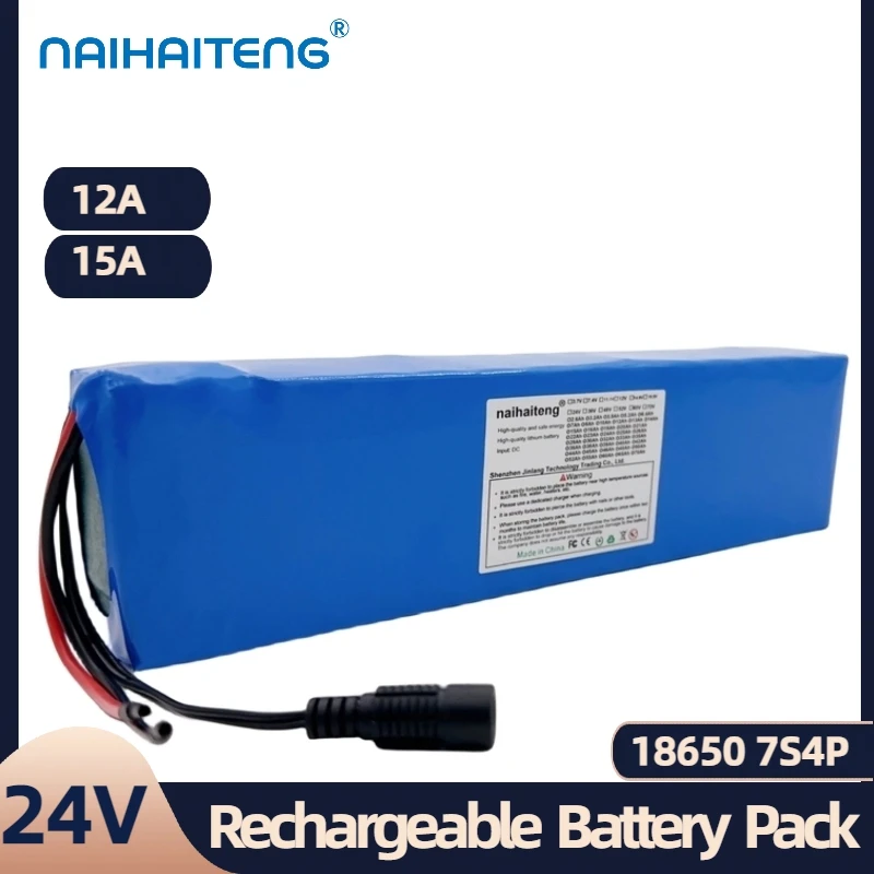 24V 29.4V 12A 15A 18650 7S4P Rechargeable Li-ion Battery Pack For Modified E Bicycles Below 500W Can Be Customizable