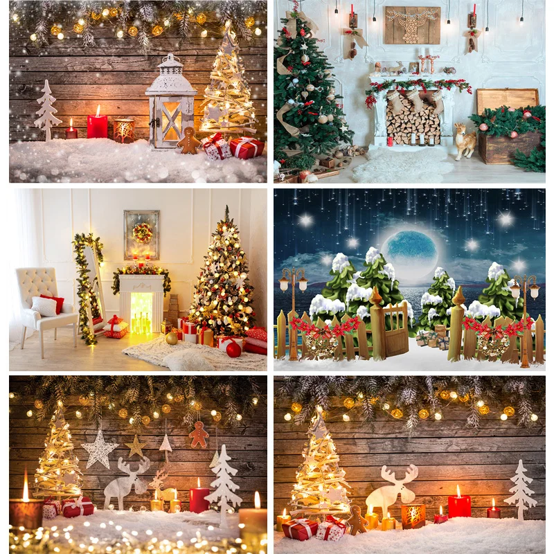 

SHUOZHIKE Art Fabric Christmas Day Photography Backdrops Snowman and Pine Trees Forest Garland Photo Studio Background FSS-203