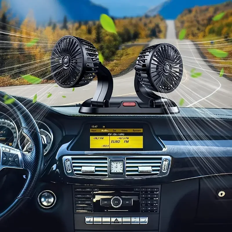 5V 12V 24V/usb Car Cooling Fan 360° Adjustable Dual Head Air Fan USB Automotive Electric Fan For Dashboard RV Truck