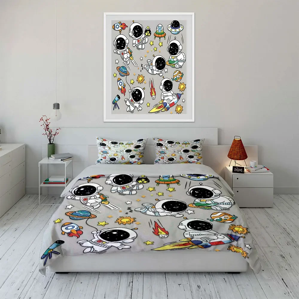 Astronaut Space Theme Sticker Set Multiple sizes kid's and adults' bedroom Exquisite 3PC bedding set, gift