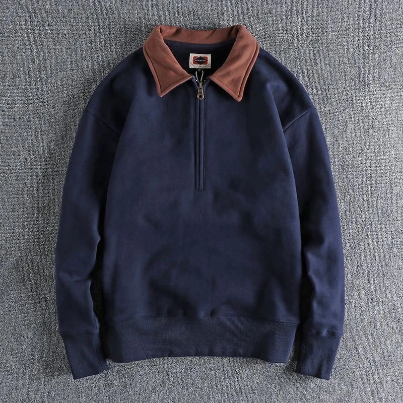 

Осень и весна, новый стиль, чистый цвет, американский ретро спортивный свитшот с круглым вырезом, мужской свободный удобный топ больших размеров высокого класса