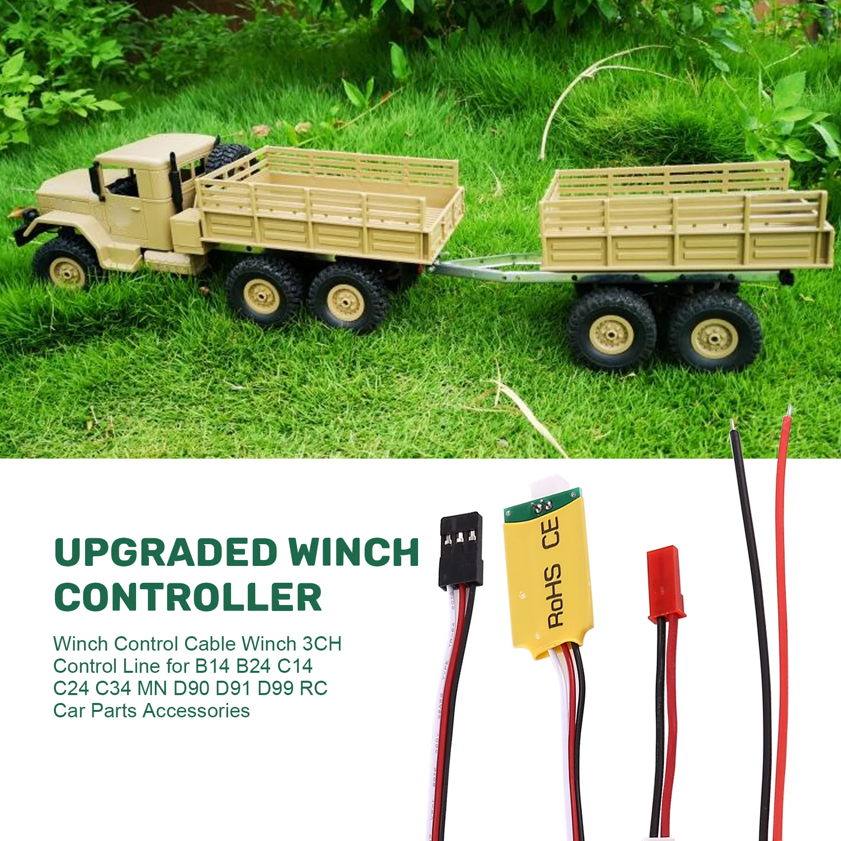 B13C  Winch Control Cable Winch 3CH Control Line for WPL B14 B24 C14 C24 C34 MN D90 D91 D99 RC Car Parts Accessories