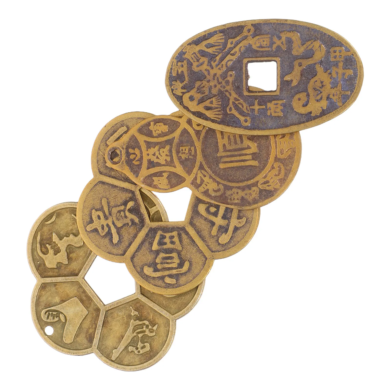 

4Pcs Chinese Feng Shui Brass Coins Luck Divination Ancient Fortune Telling Multi-Function Craft Decorative Coins for Wealth