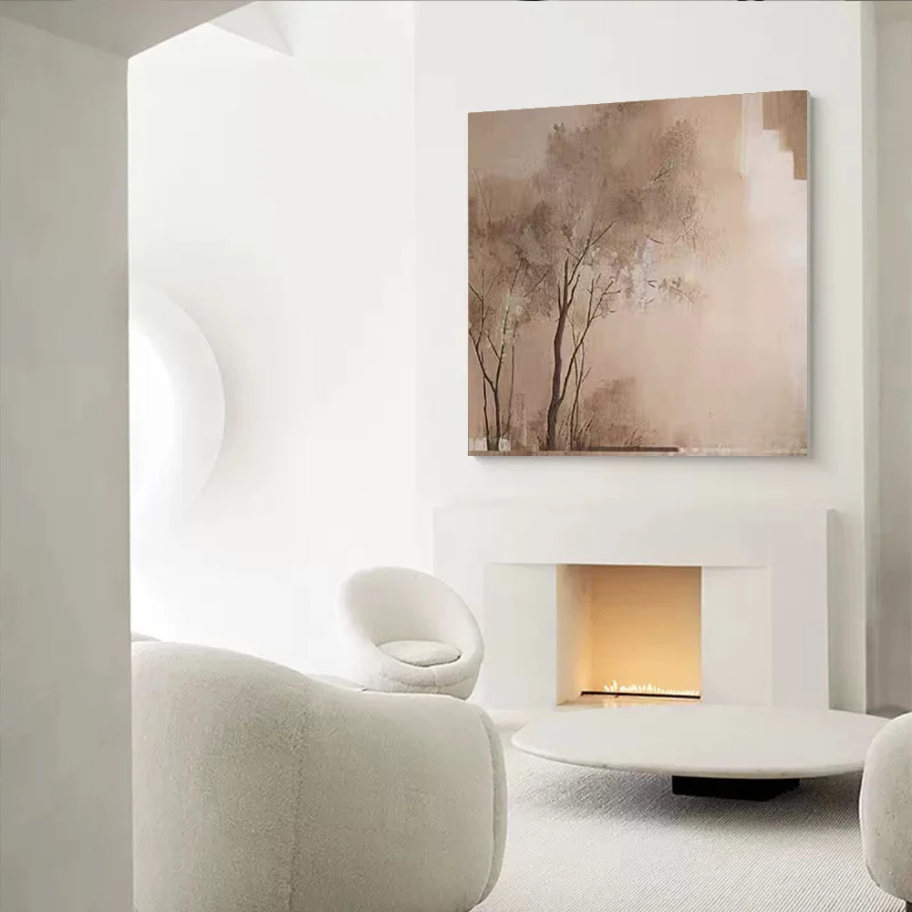 Thick Acrylic Canvas Wall Decor Art Pure Handmade Grey Brown Flowers Oil Painting 2022 Hote Selling Picture Wall Hanging Art