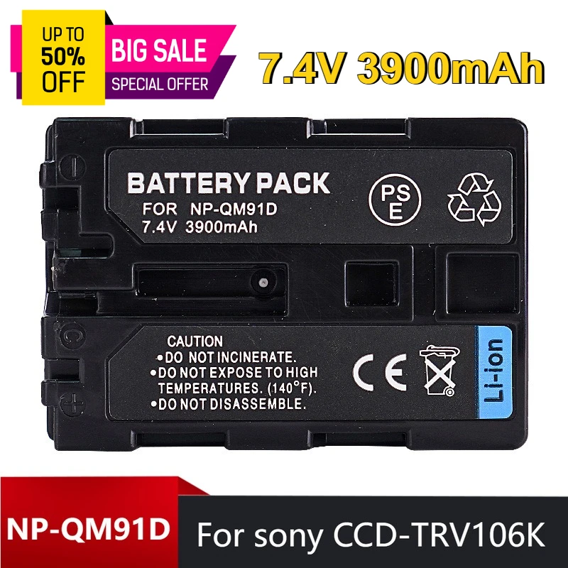 

7.4V 3900mAh NP-QM91D Battery for Sony Camera CCD-TRV106K 108 116 118 128 208 Battery