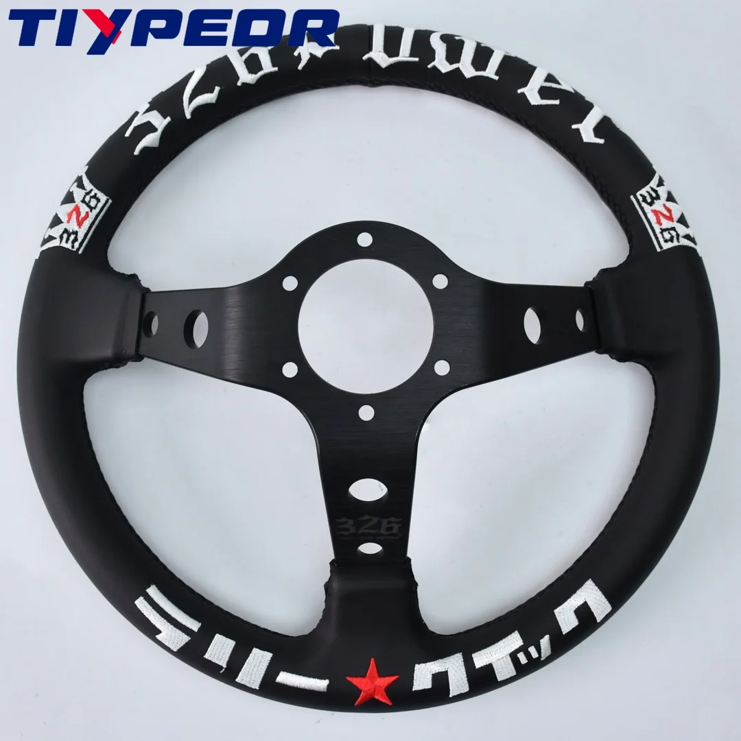 Tiypeor classic Deep Racing 326 Power Steering Wheel Car JDM Drift Real Leather 326Power Steering Wheel