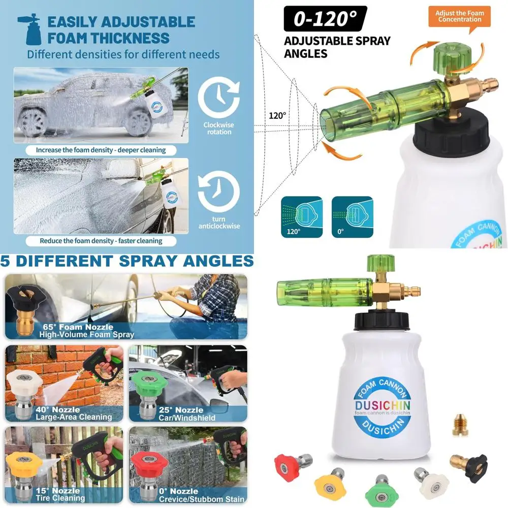 

DUS-007 Snow Foam Lance Foam Cannon Adjustable Jet Wash Quick Release 5 Pressure Washer Nozzles for Car Detailing Pressure Washe
