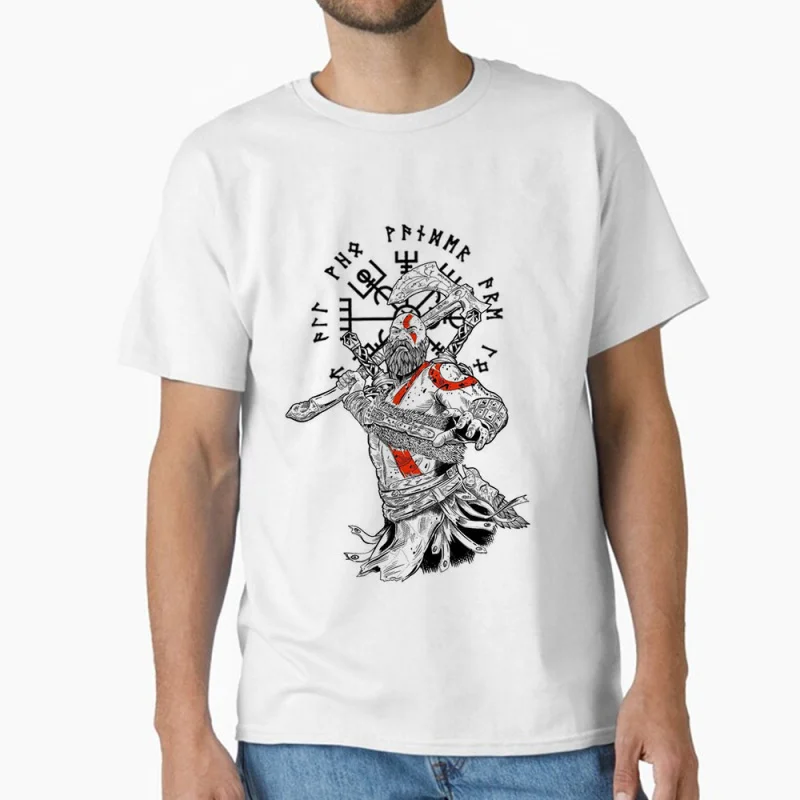 

Retro Kratos God of War Videogame print Gift T-Shirt Vintage Spartan warrior Graphic Clothes 0120 All size Tops Unisex Tee S-6XL