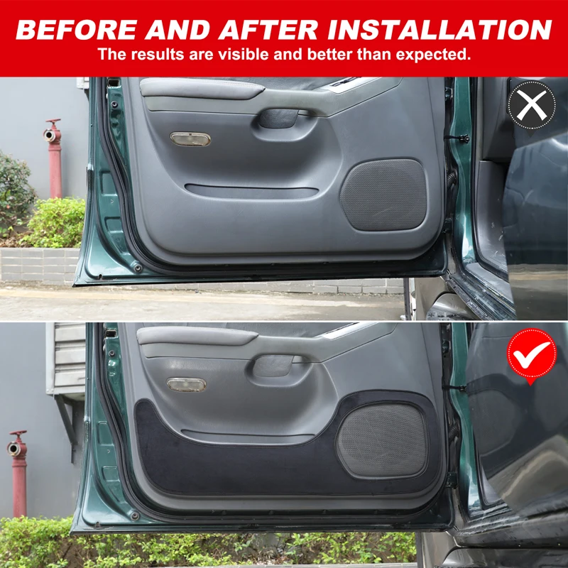 Dla Toyota Land Cruiser Prado FJ120 2003-2009 Aksamitna Czarna Naklejka Dekoracyjna na Drzwi Samochodowe, Mata Ochronna Przed Zabrudzeniami, Akcesoria do Wnętrza Samochodu