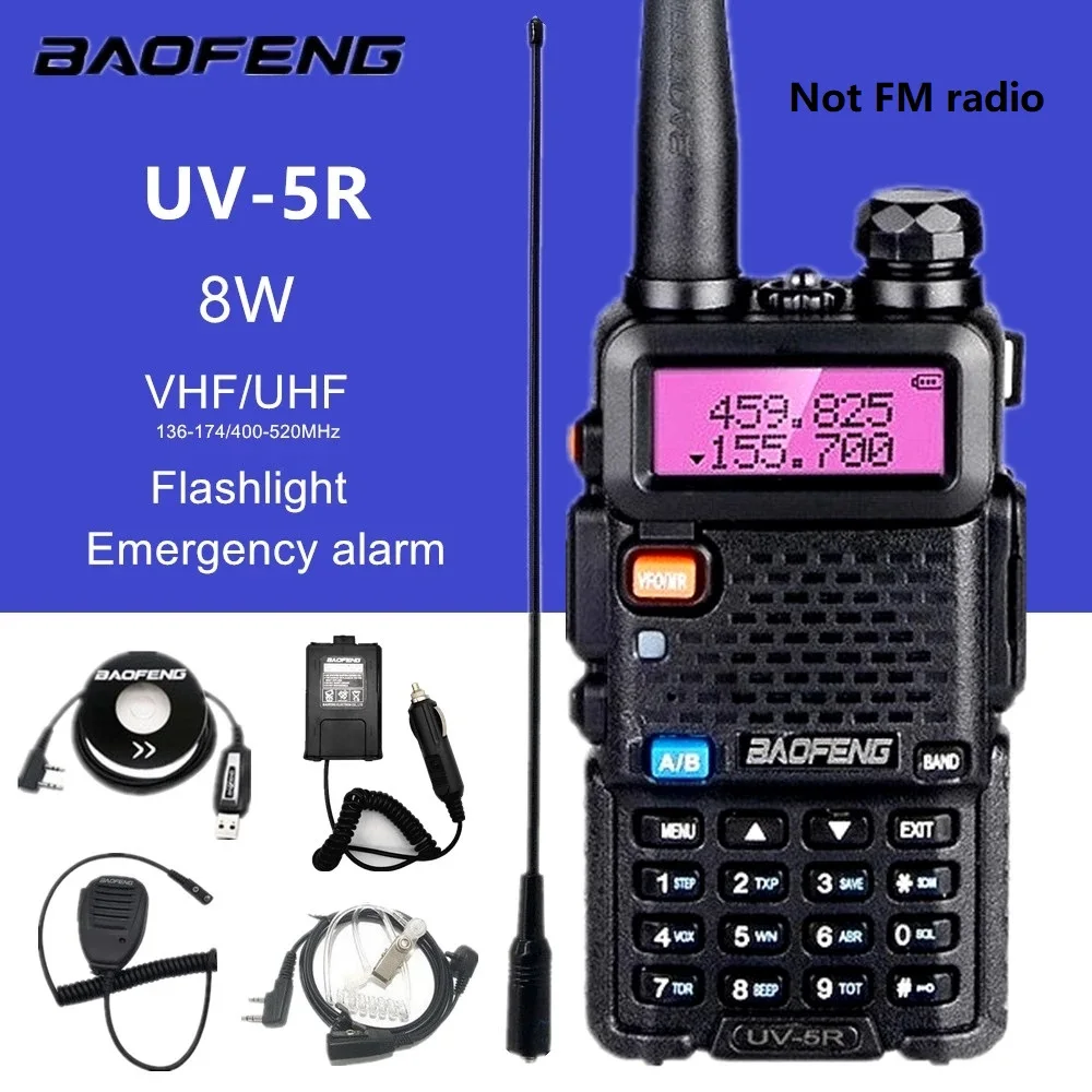 Baofeng uv 5r 8w 워키토키 vhf uhf 듀얼 밴드 햄 라디오 스테이션 hf 트랜시버 스캐너 라디오 아마추어 UV-5R 장거리