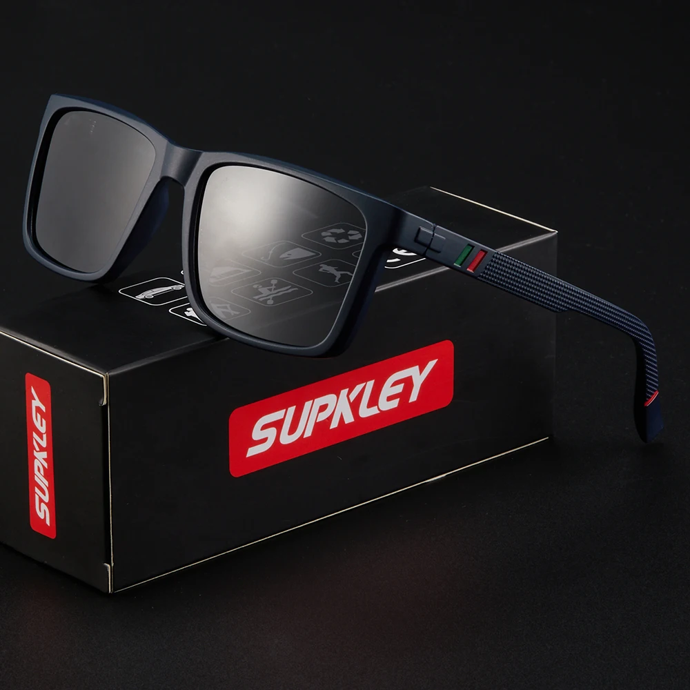 Supkley Design Männer polarisierte Sonnenbrille PC ultraleichte Brille Rahmen Outdoor Männer Frauen klassische Square Drive Radsport Sonnenbrille – Detail 5