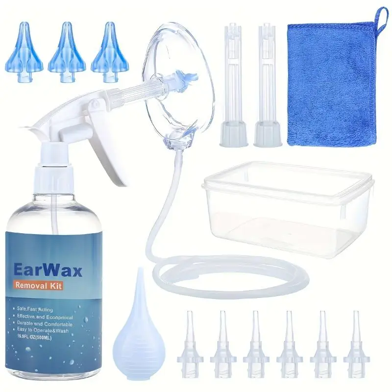 

1Set 500ml Ear Cleaner Ear Wax Remover Plastic Bottle Ear Irrigation Washer Set Ear Care Tools Kit For Adults Kids