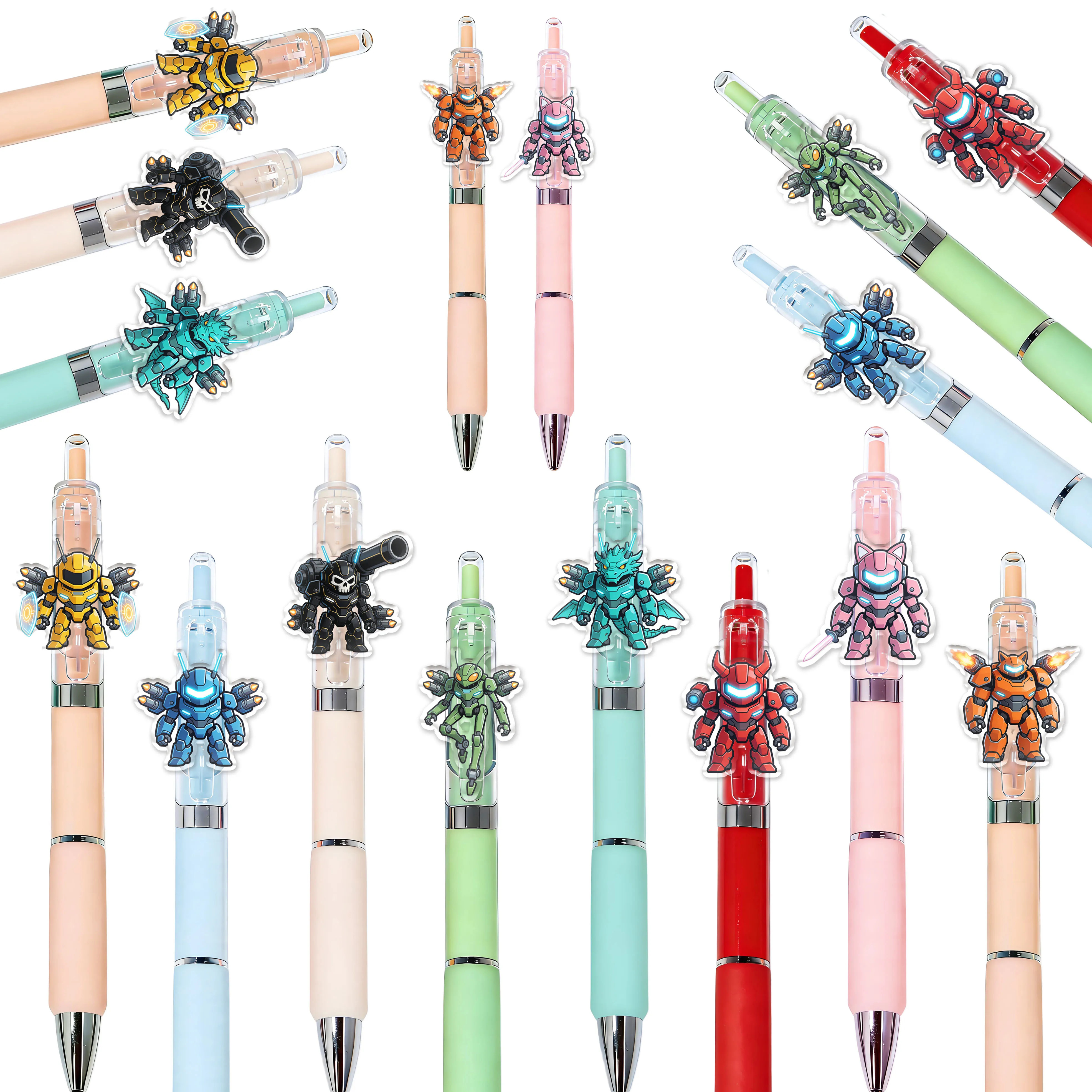 

Набор из 9/15 шариковых ручек в форме крутых роботов-воинов, выдвижные портативные гелевые ручки с плавным письмом, цветные ручки для вечеринок