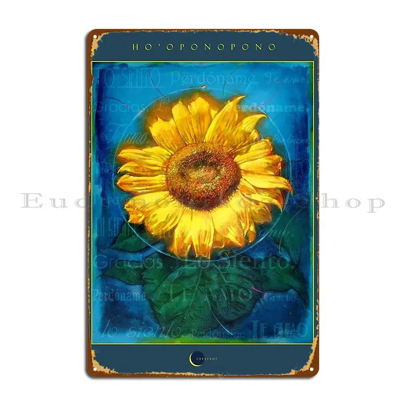 Cartel De Girasol Limpieza Ho Oponopono Metal Plaque Poster Designing Party Custom Kitchen Living Room Tin Sign Poster