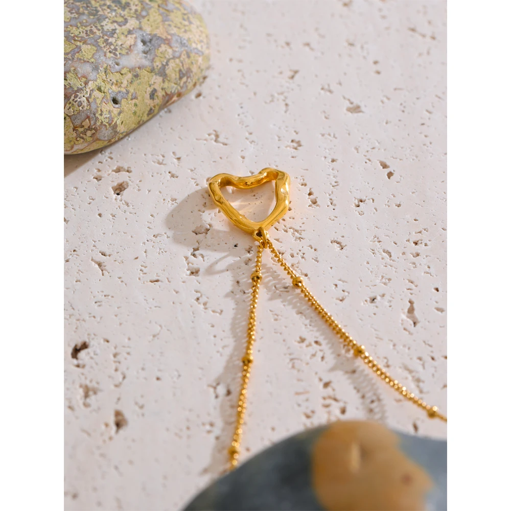 Yhpup Minimalist Stainless Steel Hollow Heart Love Drop Necklace Golden PVD Plated Arrivals 2025 Fashion Jewelry Recommend Gift