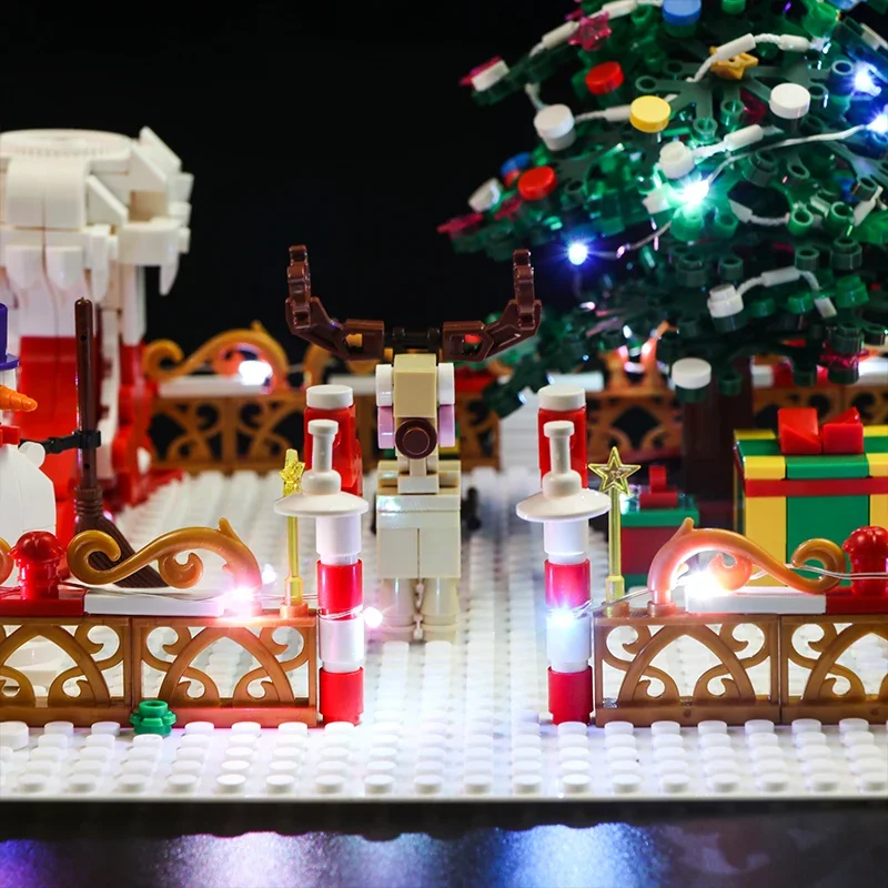 お友だちの遊園地のビルディングブロック,クリスマスの村,都市の装飾,サンタクラスのレンガ,おもちゃのギフト,冬