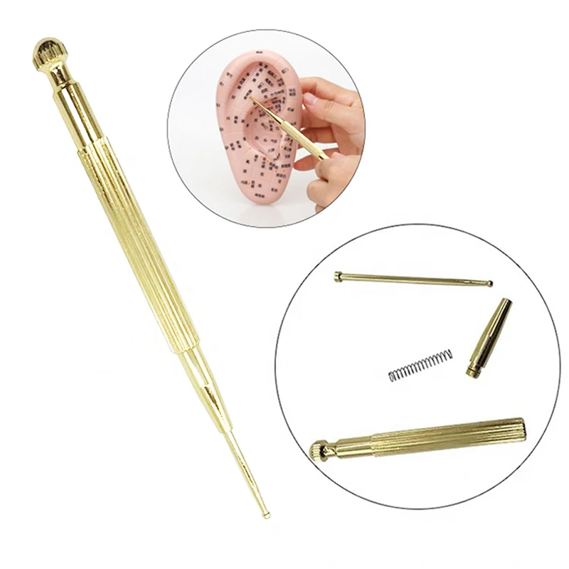 1 Pc Retractable Acupuncture Point Probe Ear Massage Brass Pen Ear Reflex Zone Massage Needle Detection Massage Ear Care Tools