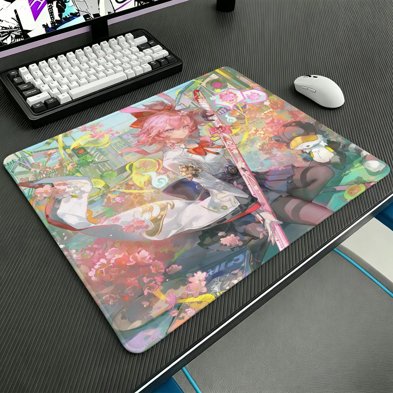 Compact S/M‑L E‑Sports Pad, Honkai Star Rail Evanescia Tough Stitched Border for Lightweight Portable Laptop and Office Gaming
