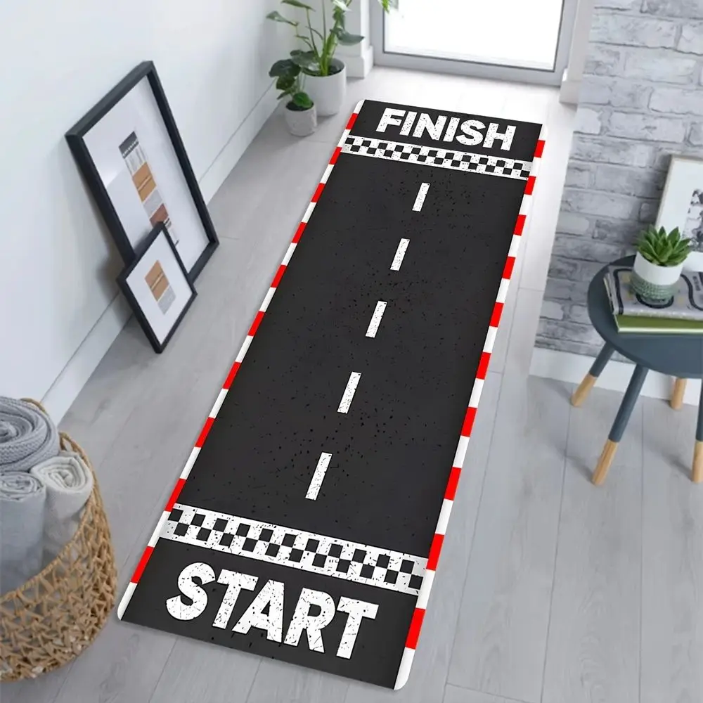 VIKAMA Anti-Slip Racing Carpet, Simulation Track Road Floor Mat, Long Gallery for Home Game Use