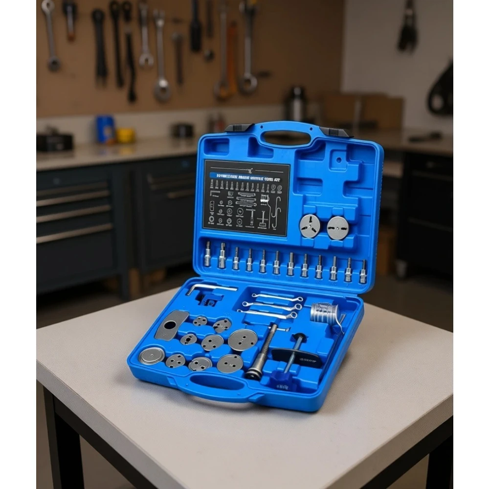 

34 Piece Master Brake Caliper Compressor Tool Kit with 11 Adapters Swivel Pad Spreader and Line Cutter Bender